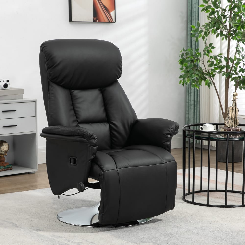 Fauteuil de relaxation repose-pied réglable pu noir
