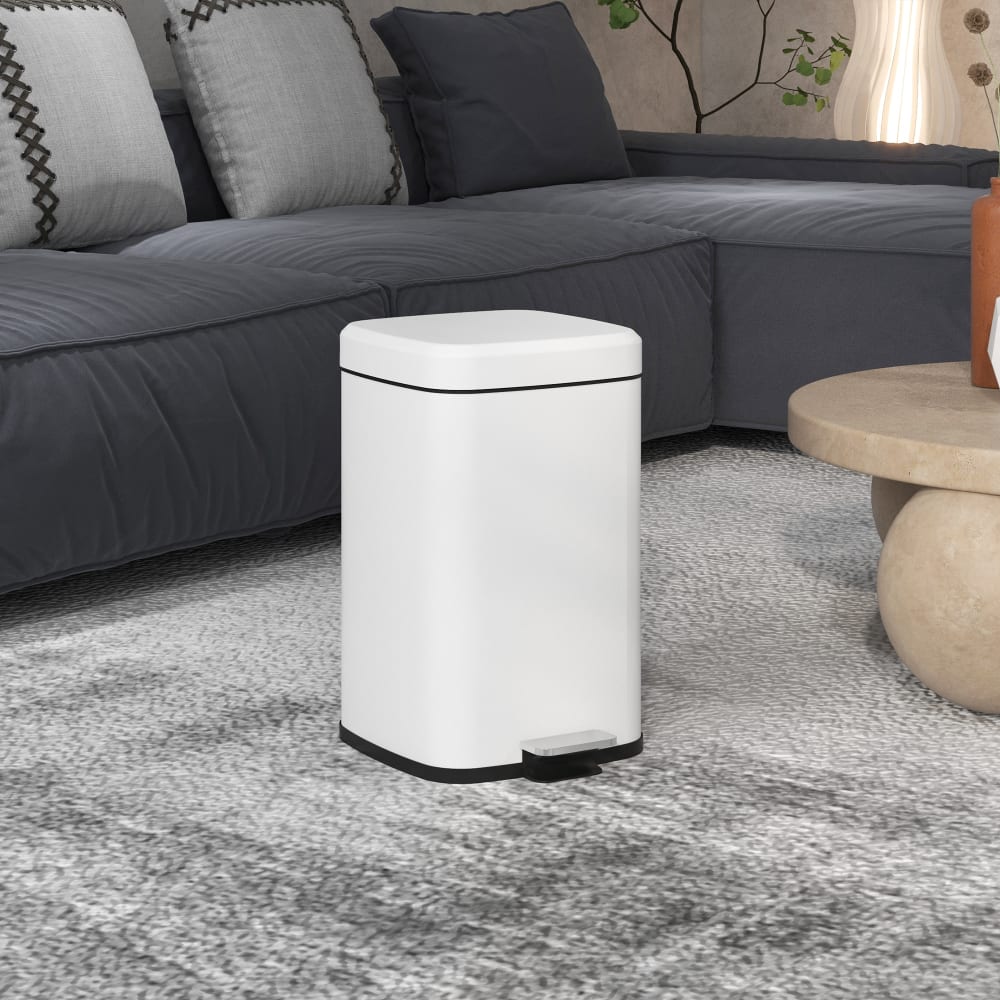 Weißer Edelstahl-Pedal-Mülleimer 20L - Maisons Du Monde