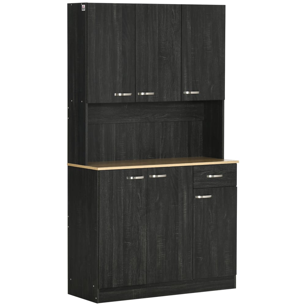 Homcom Küchenbuffet 6 Türen, 1 Schublade Schwarzholz style modern Schwarz Spanplatte