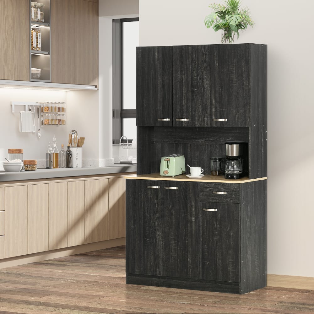 Buffet de cuisine 6 portes 1 tiroir bois noir