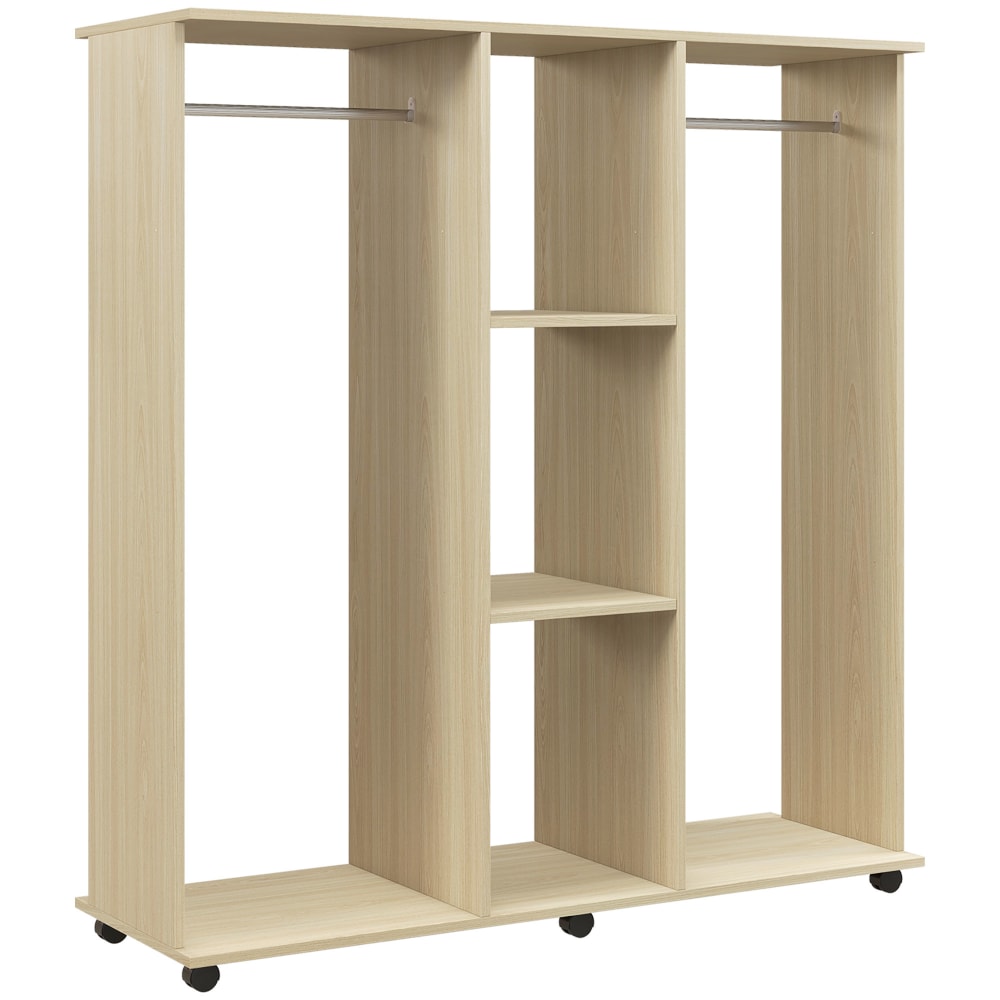 Homcom Rollschrank 6 Rollen Naturholz Beige Spanplatte