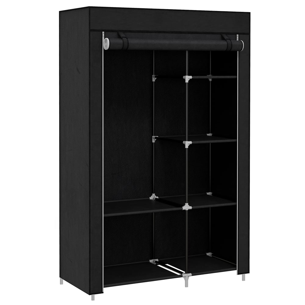 Armoire penderie multi-rangement acier noir