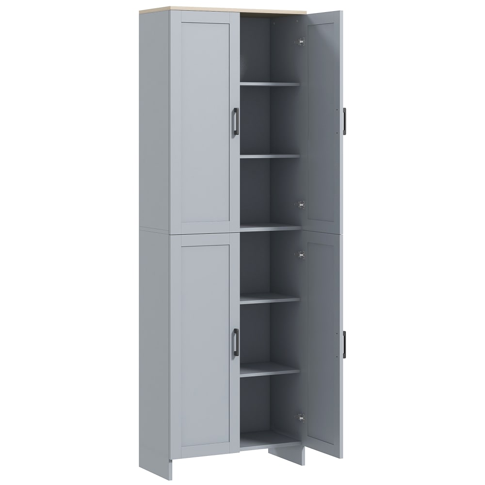 Homcom 4-Türen-Küchenschrank, verstellbare Regale, grau - Spanplatte