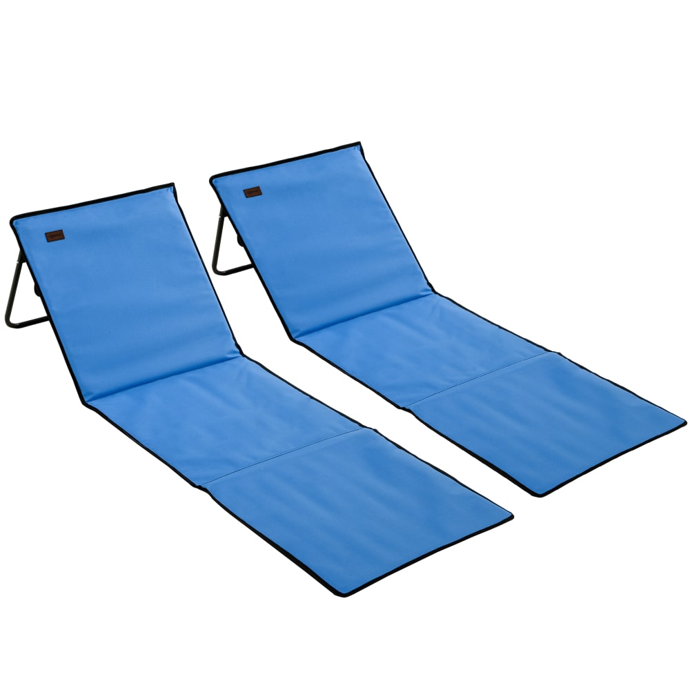 Tapis de plage rembourré dossier inclinable oxford bleu