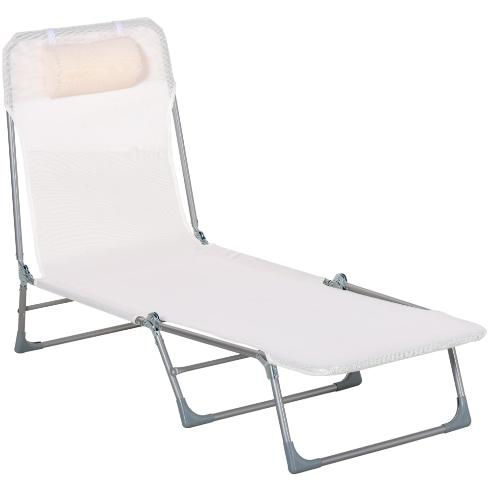 Transat chaise longue inclinable polyester crème