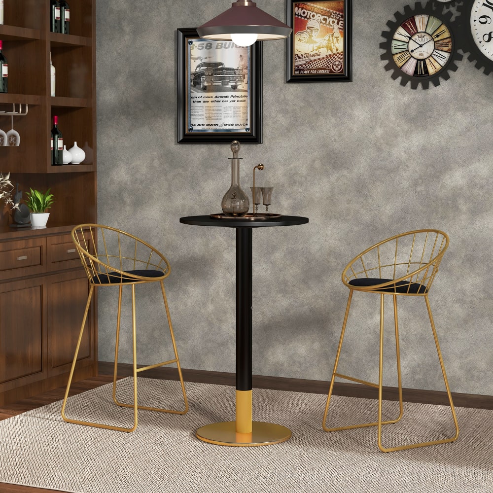 Table de bar ronde mange-debout acier noir