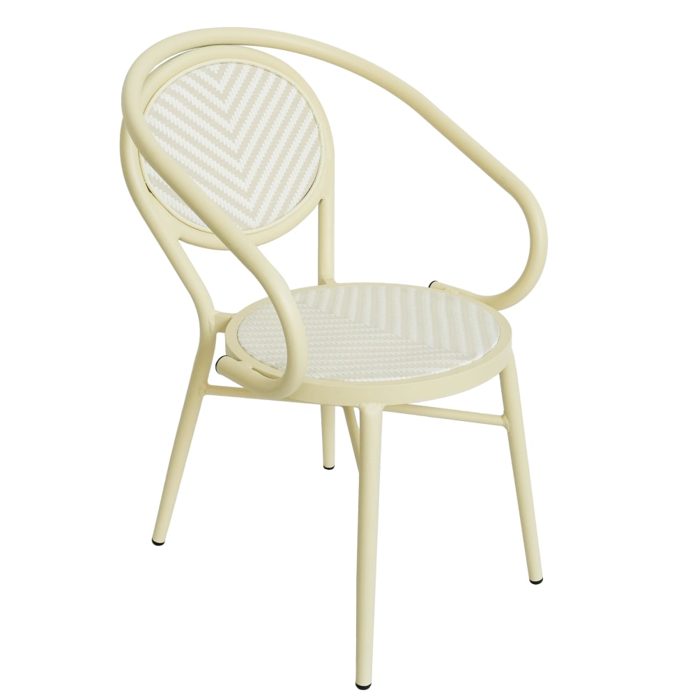 Chaise de jardin style bistrot parisien en aluminium et rotin beige