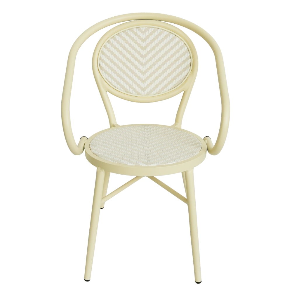 Chaise de terrasse style bistrot parisien en aluminium et rotin beige