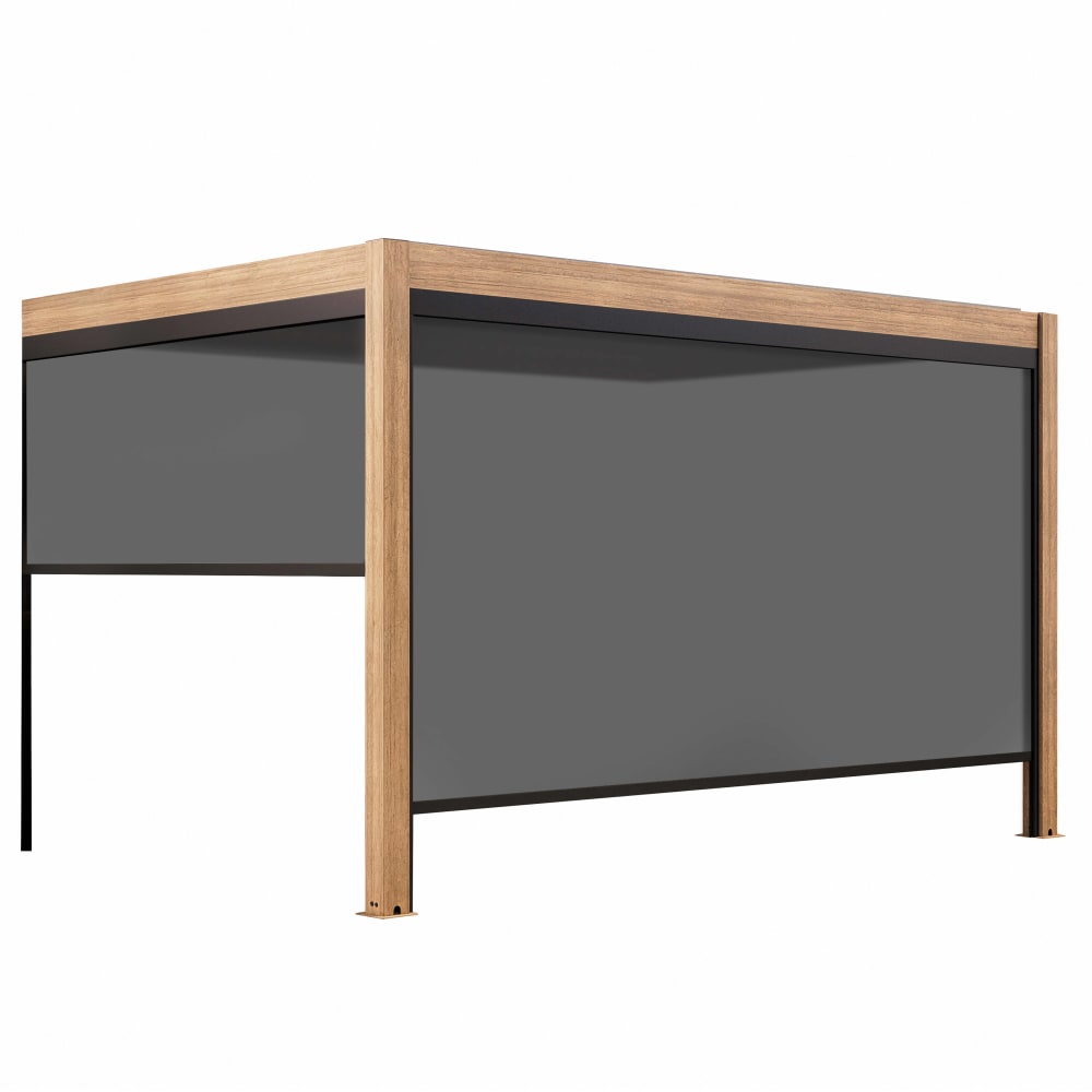 Pergola bioclimatique adossée motorisée et éclairée 3x4m et 2 stores