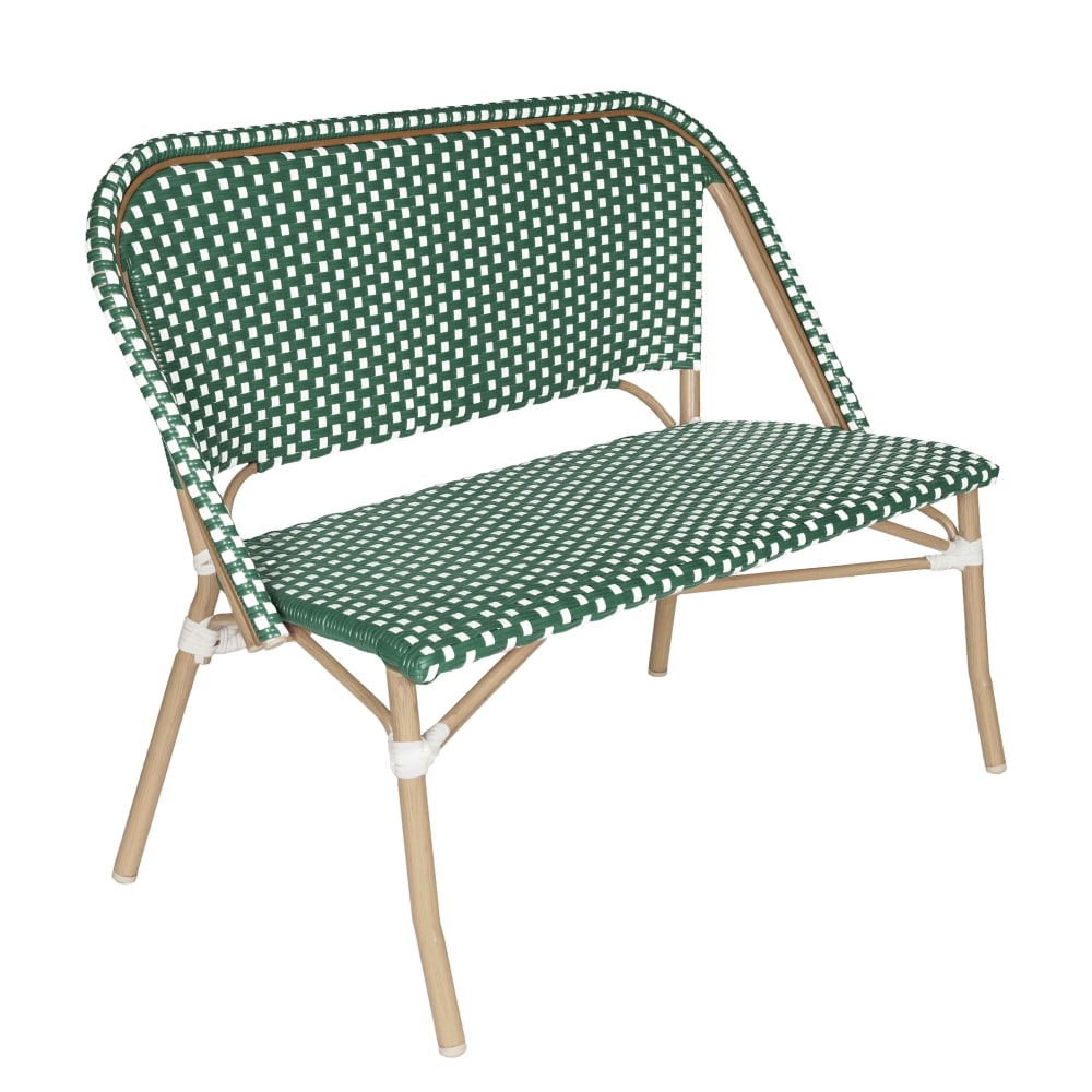 Banc de jardin en alumunium et rotin synthétique blanc et vert
