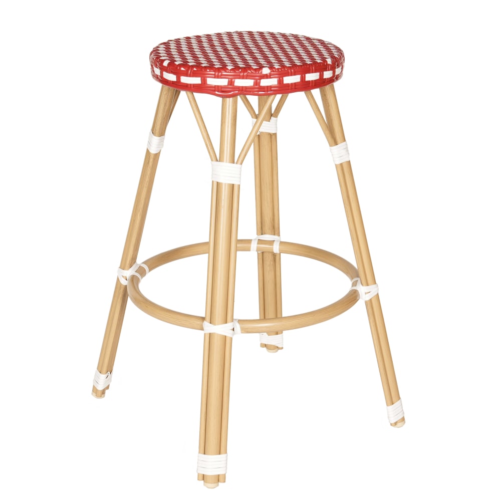 Tabouret haut de jardin en aluminium et rotin synthétique blanc, rouge