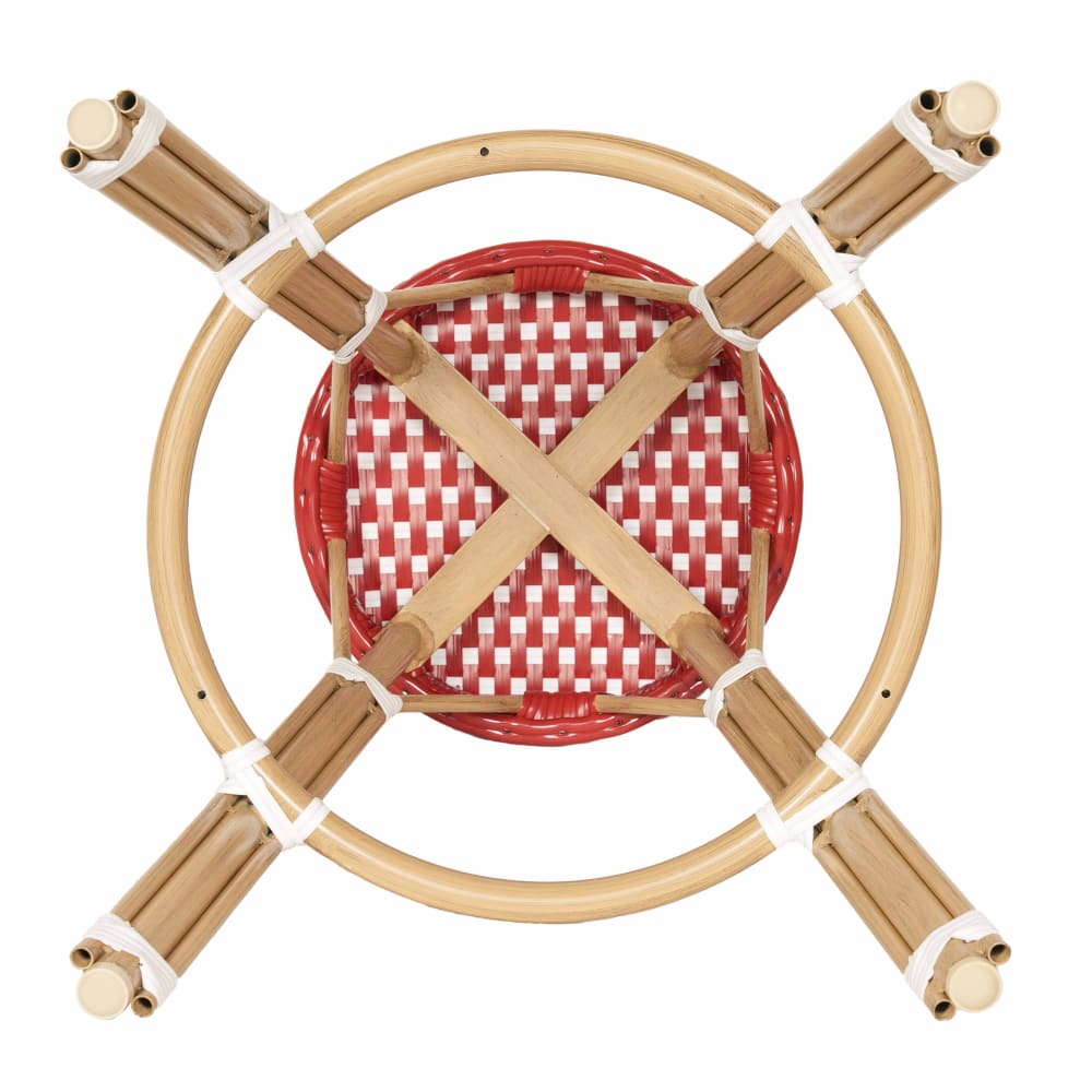 Tabouret haut de jardin en aluminium et rotin synthétique blanc, rouge