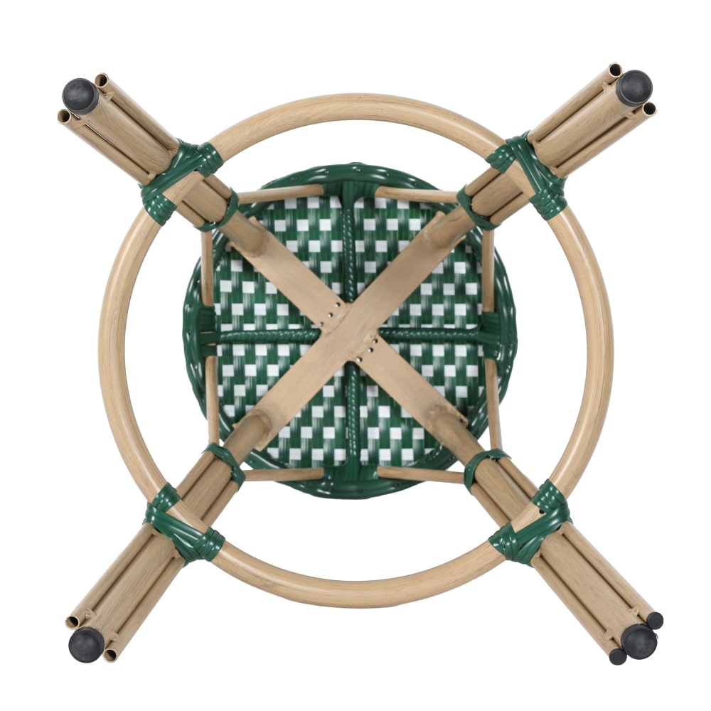 Tabouret haut de jardin en aluminium et rotin synthétique blanc, vert