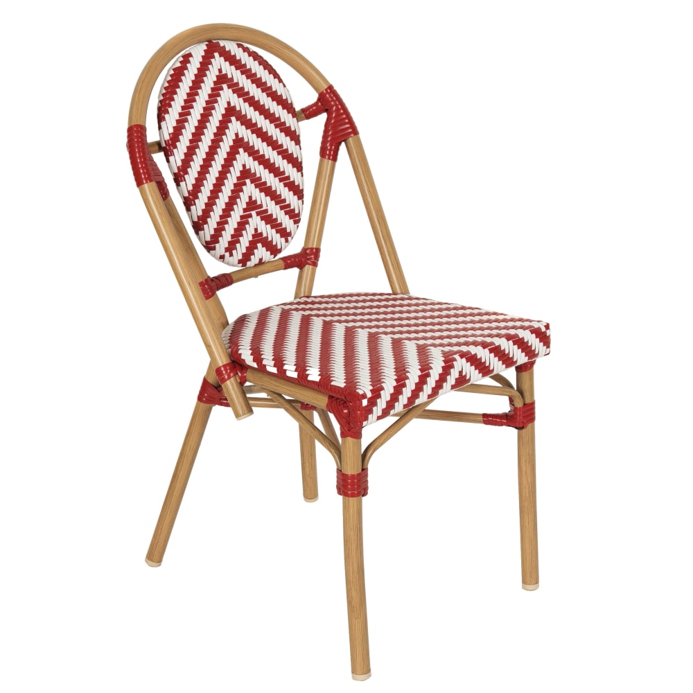 Chaise de jardin style bistrot parisien en aluminium et rotin rouge