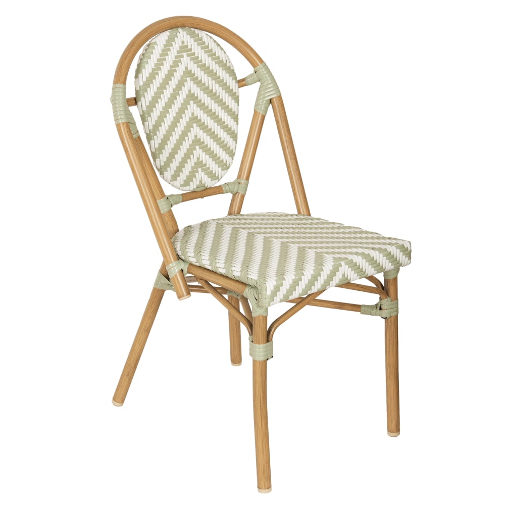 Chaise de jardin style bistrot parisien en aluminium et rotin vert