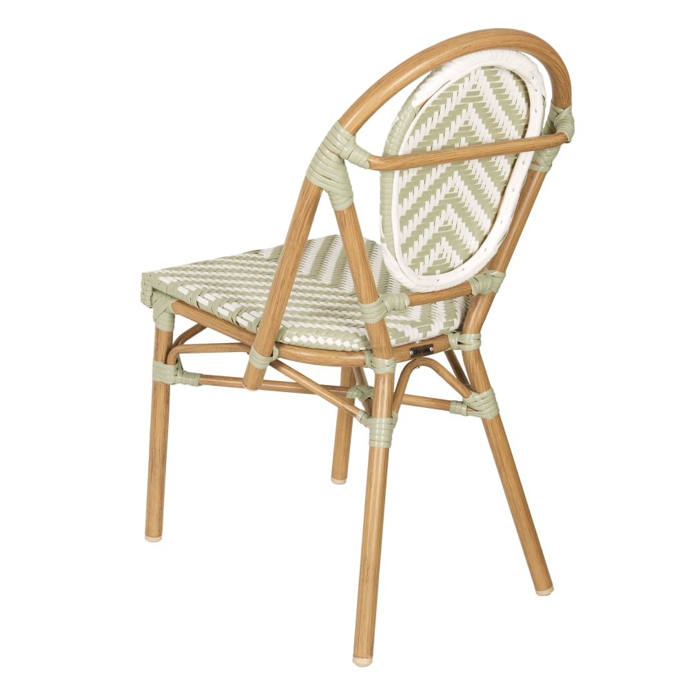 Chaise de terrasse style bistrot parisien en aluminium et rotin vert