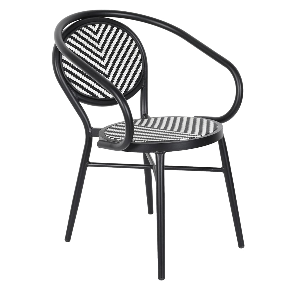 Chaise de jardin style bistrot parisien en aluminium et rotin noir