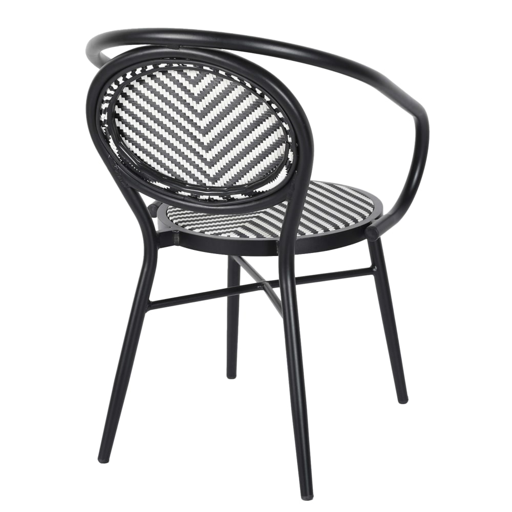 Chaise de terrasse style bistrot parisien en aluminium et rotin noir