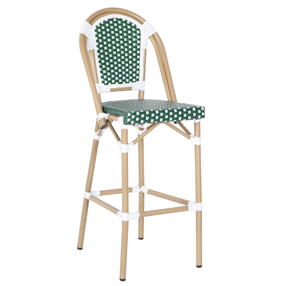 Chaise haute de jardin en alumunium et rotin synthétique blanc et vert