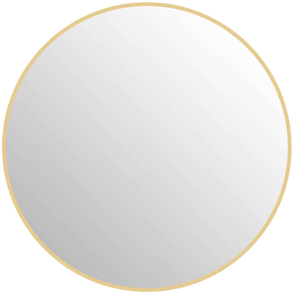 Homcom Runder Badezimmerspiegel, 70cm, Goldmetall Gold Glas