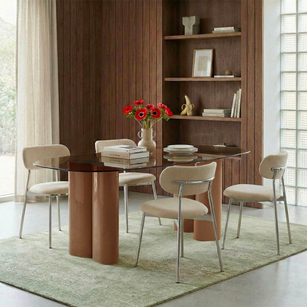 Lot de 2 chaises en tissu pieds chrome - Beige