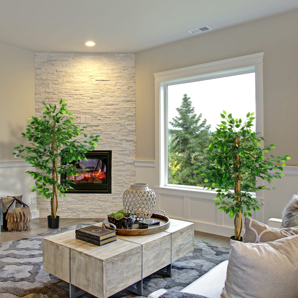 Homcom Kunst-Ficus 1,5m Höhe & Grün Grün Pvc - Polyvinlychlorid