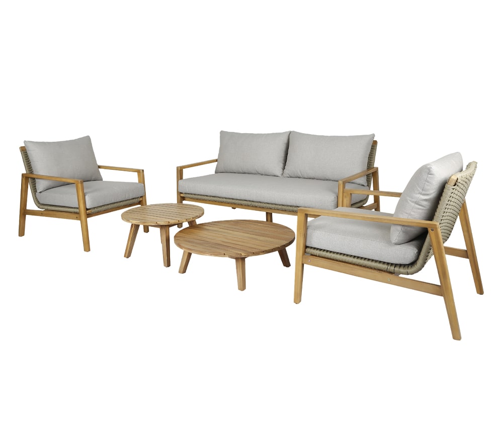 Salon de jardin 4 places en acacia  couleur bois