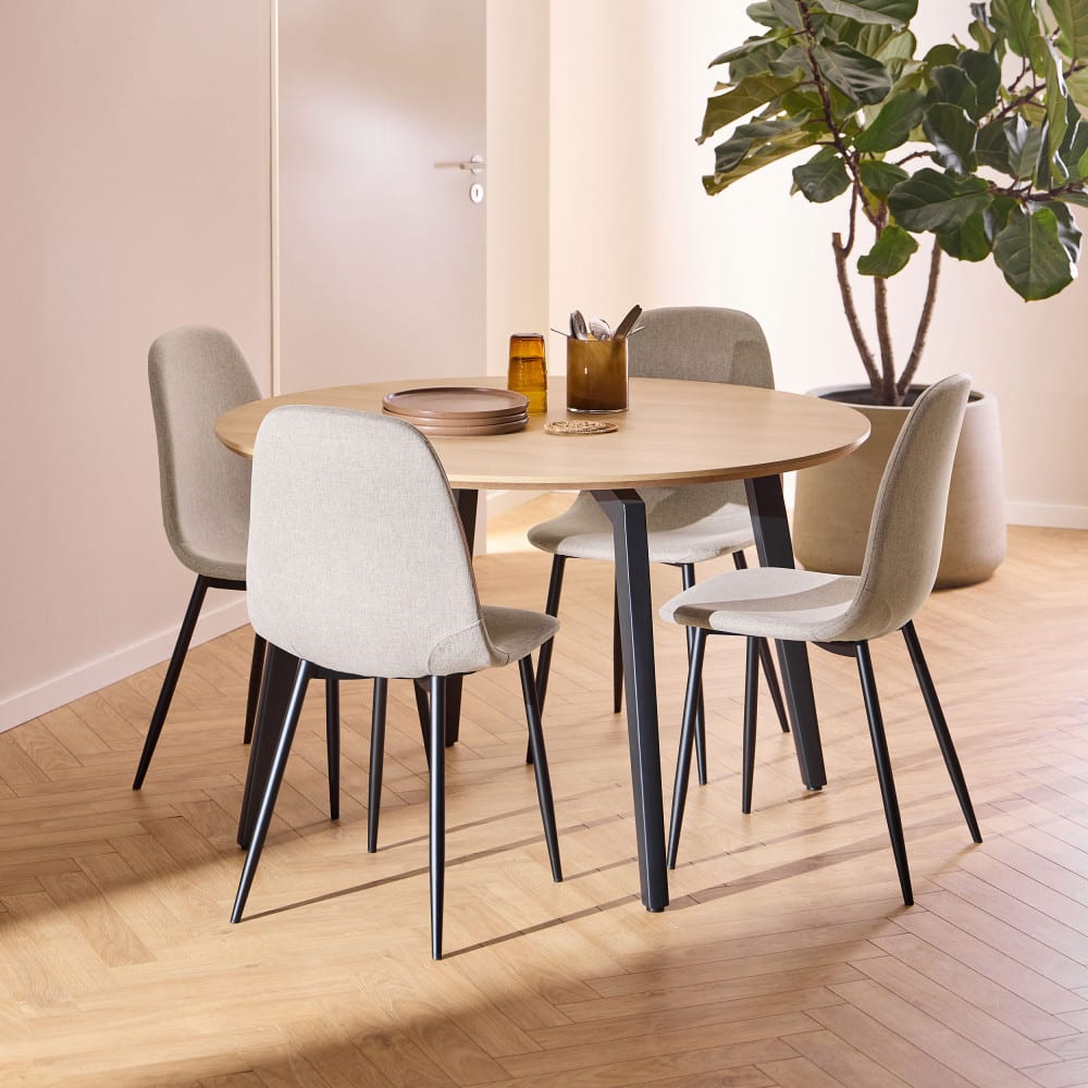 Table à manger 4 personnes ronde en bois ø120cm - Bois clair