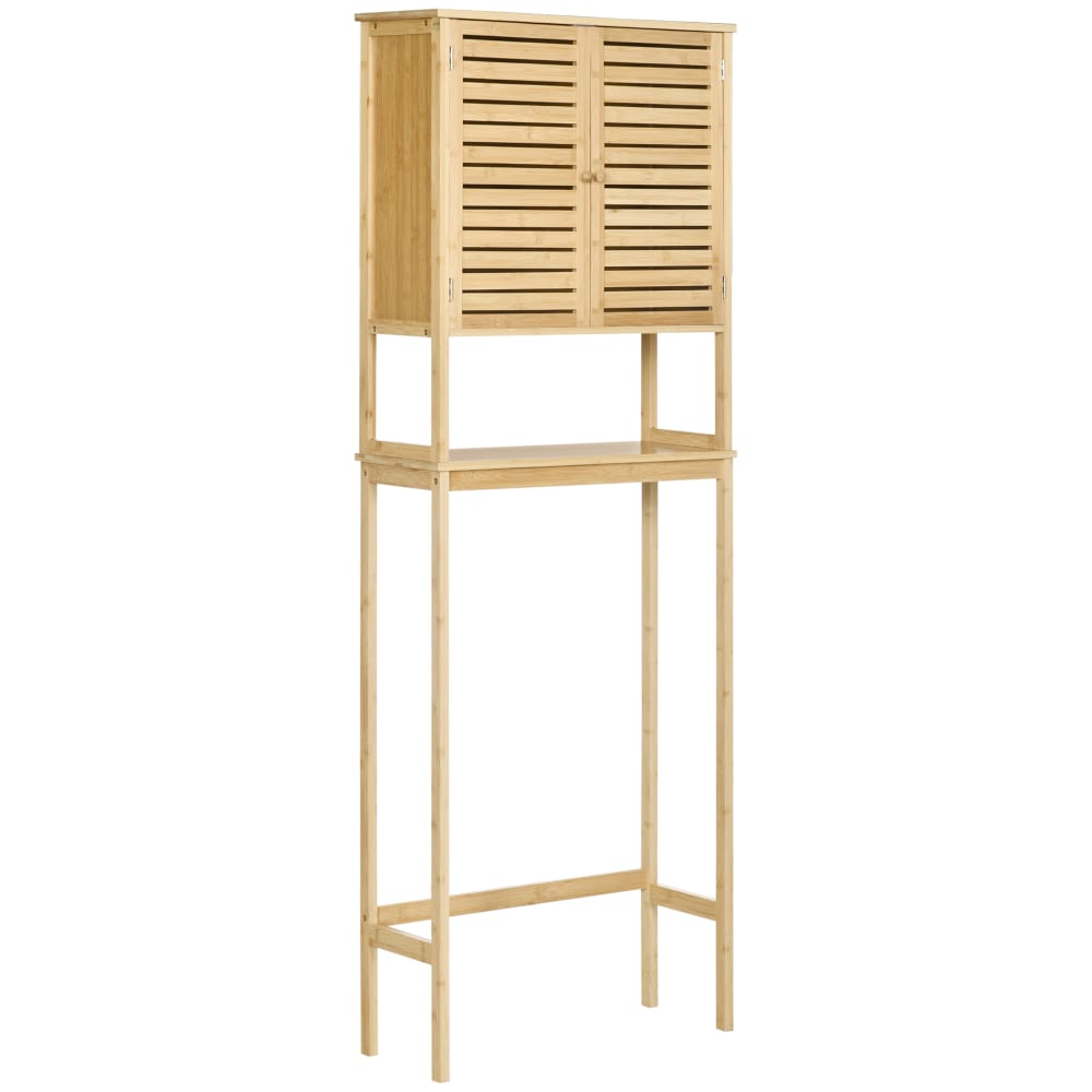 Kleankin Bambus-Badezimmerregal, 2-türig Beige Bambus