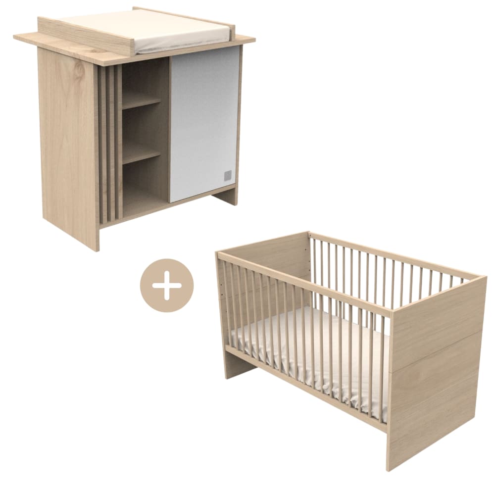Chambre bébé, lit évolutif - commode