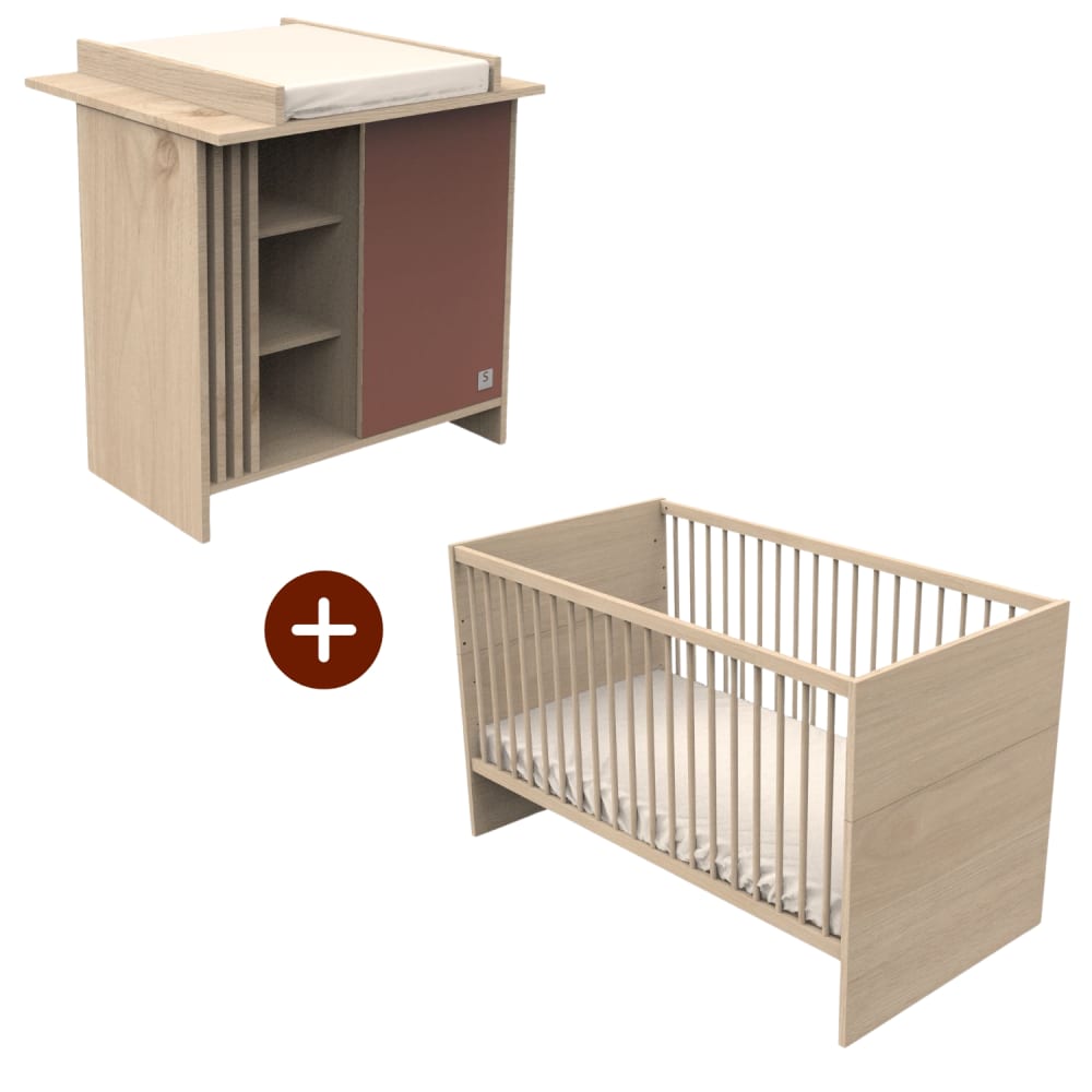 Chambre bébé, lit évolutif - commode