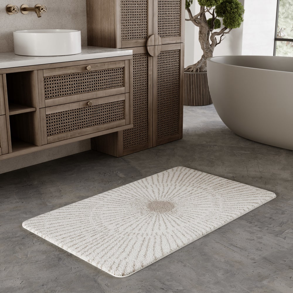 Badteppich in Weiß und Beige 55x65 - Maisons Du Monde