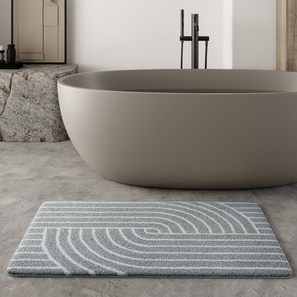 Tapis de bain gris et blanc 80x150 — vue 3