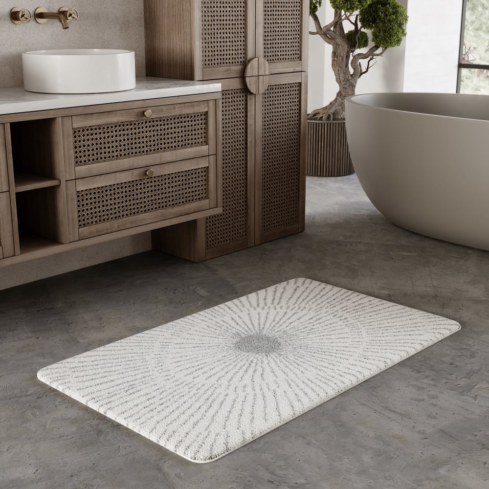 Tapis de bain blanc et gris 80x150 — vue 3