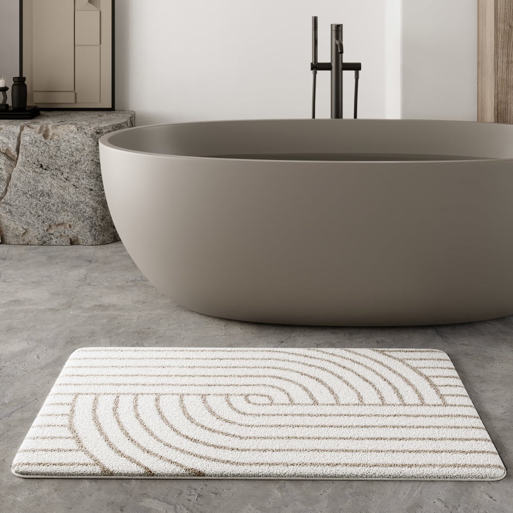Badteppich in Weiß und Beige 70x120 - Maisons Du Monde