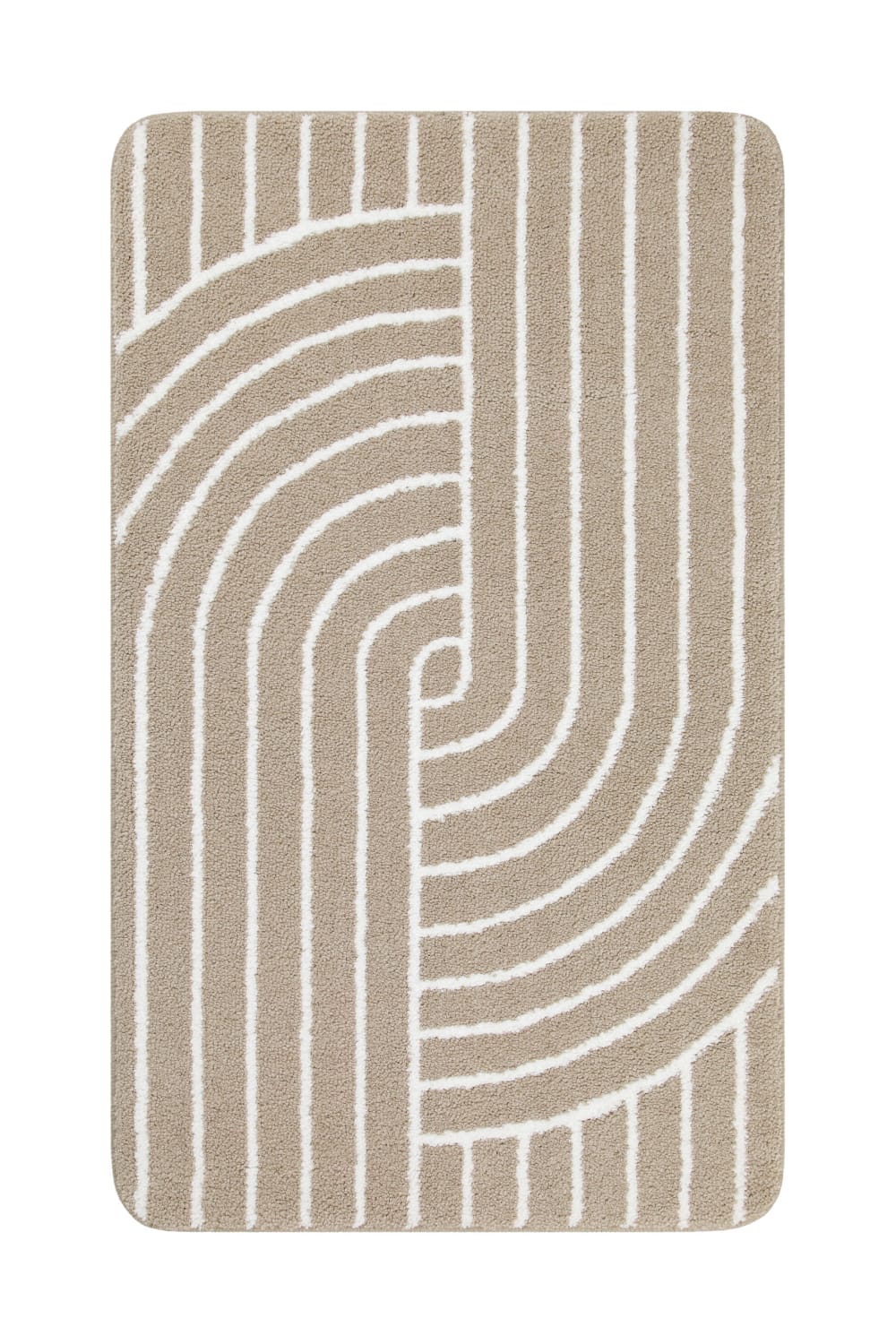 Wecon Home Basics Badteppich in Beige und Weiß 70x120 style modern Beige Öko-Tex Zertifikat Pes - Polyester