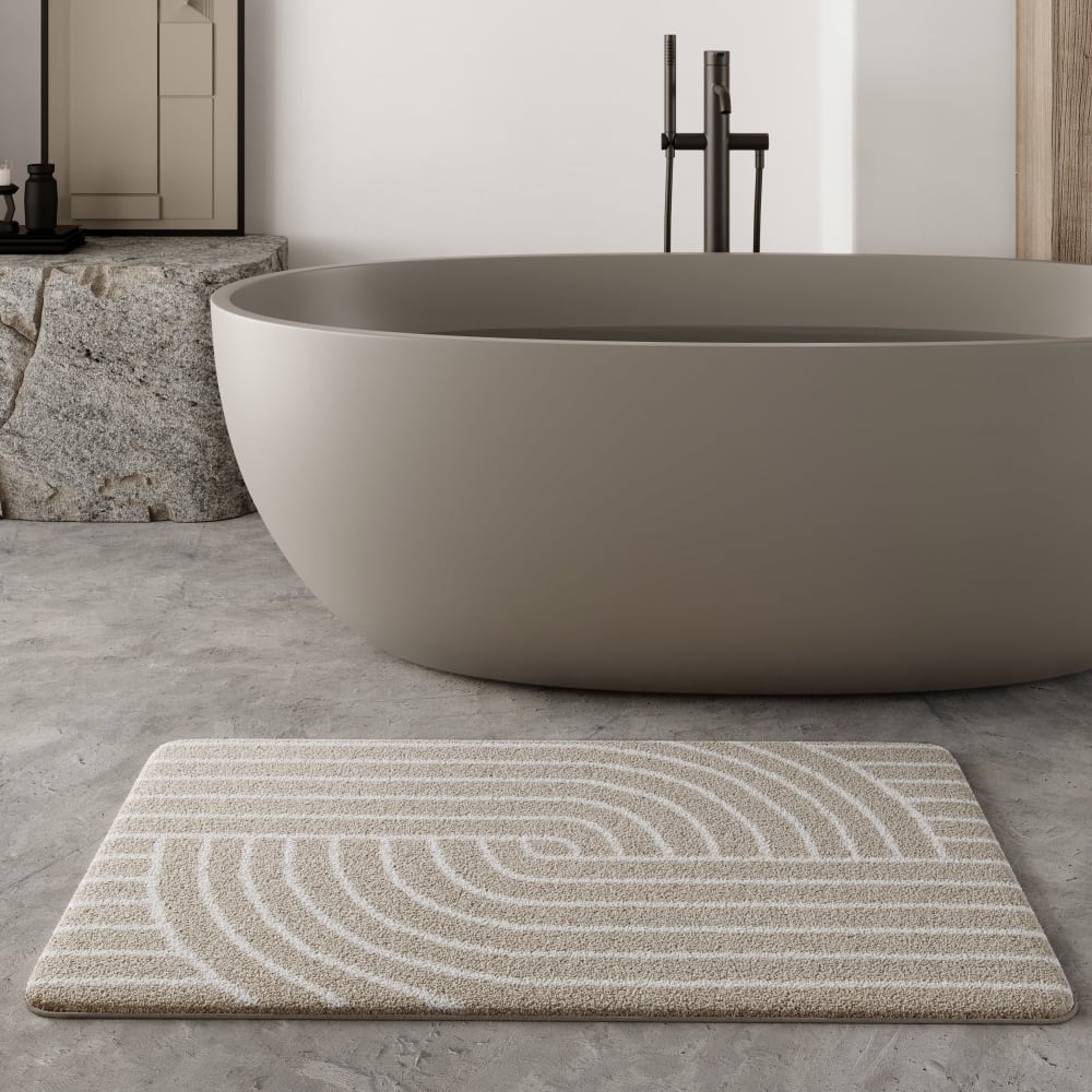 Badteppich in Beige und Weiß 70x120 - Maisons Du Monde
