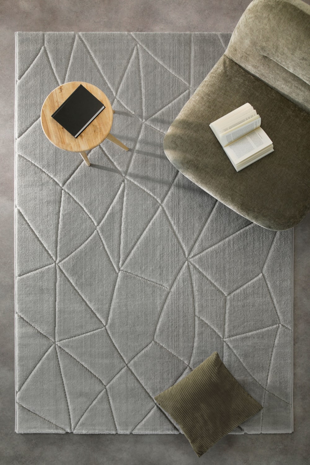 Tapis à relief effet optique gris clair 80x150 — vue 3