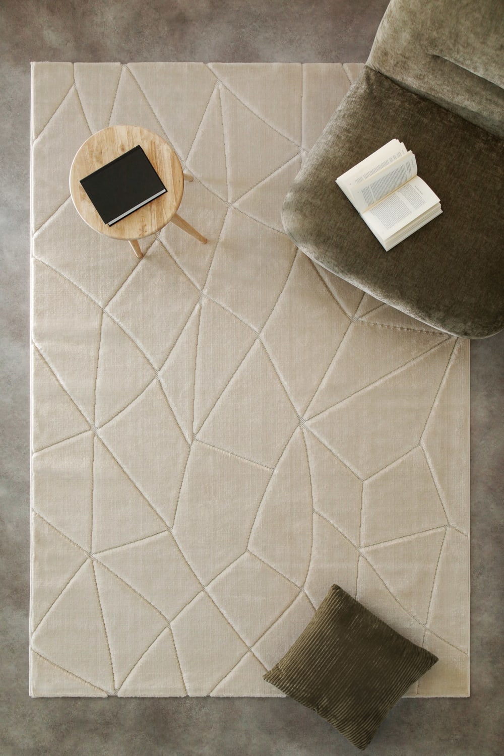 Tapis à relief effet optique beige sable 120x170 — vue 3