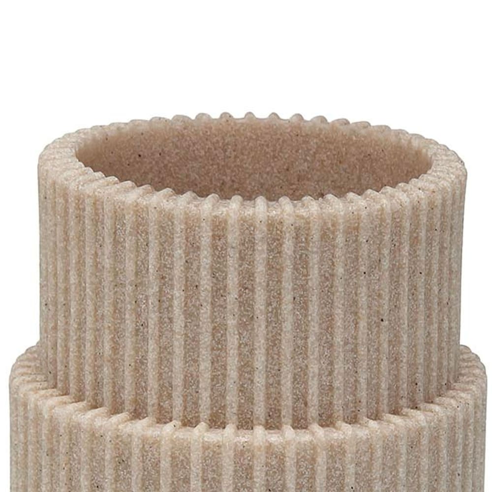 Porte brosse à dents en résine beige stries 7.5x7.5x10.5cm — vue 3