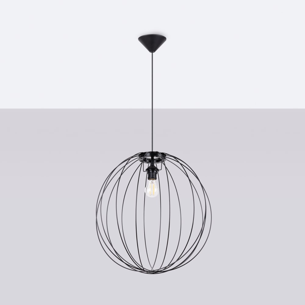 Lampe à suspension acier noir h 110 cm — vue 3