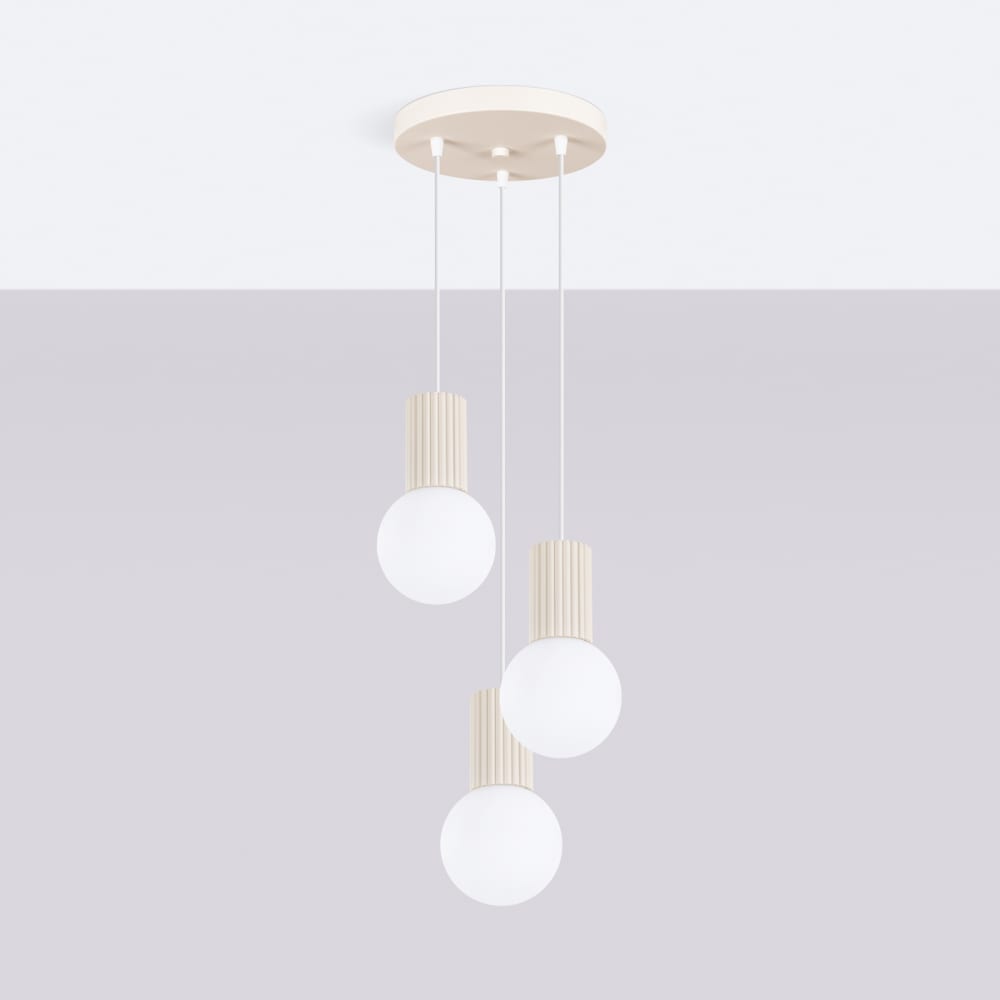 Pendelleuchte aus Aluminium/Glas in Beige - Maisons Du Monde