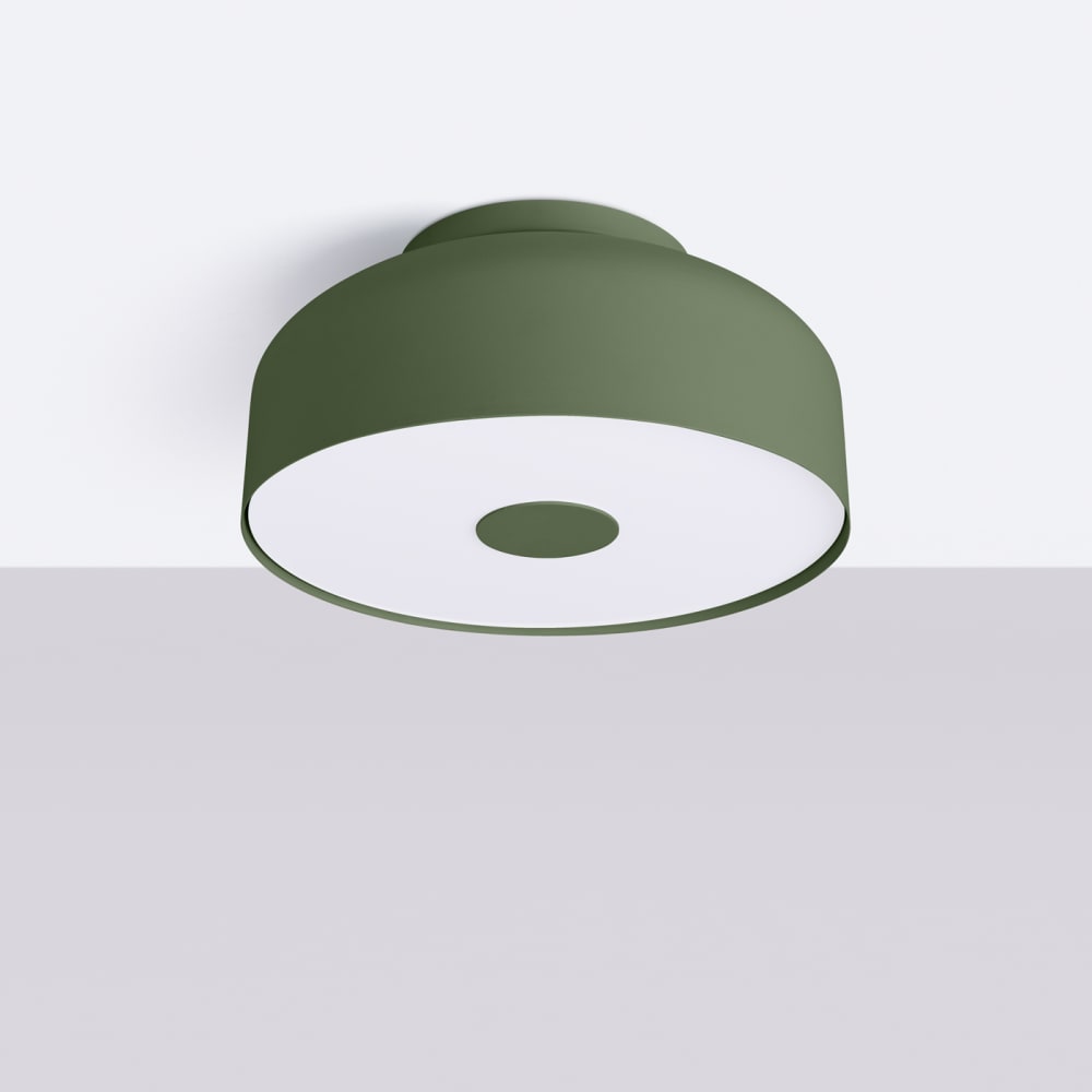 Plafonnier acier vert olive h 15 cm — vue 3