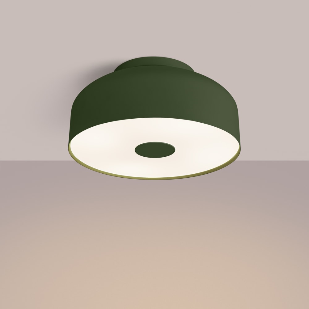 Plafonnier acier vert olive h 15 cm — vue 4