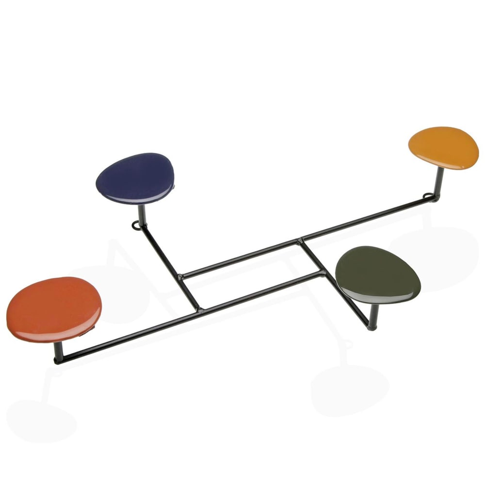 Portemanteau mural en métal noir et 4 accroches colorées 41x24.5x6cm