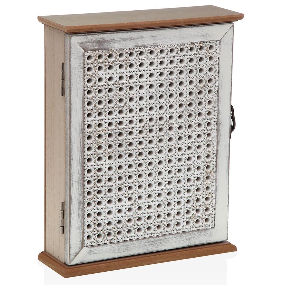 Boîte à clés murale effet cannage 21.5x7x27cm