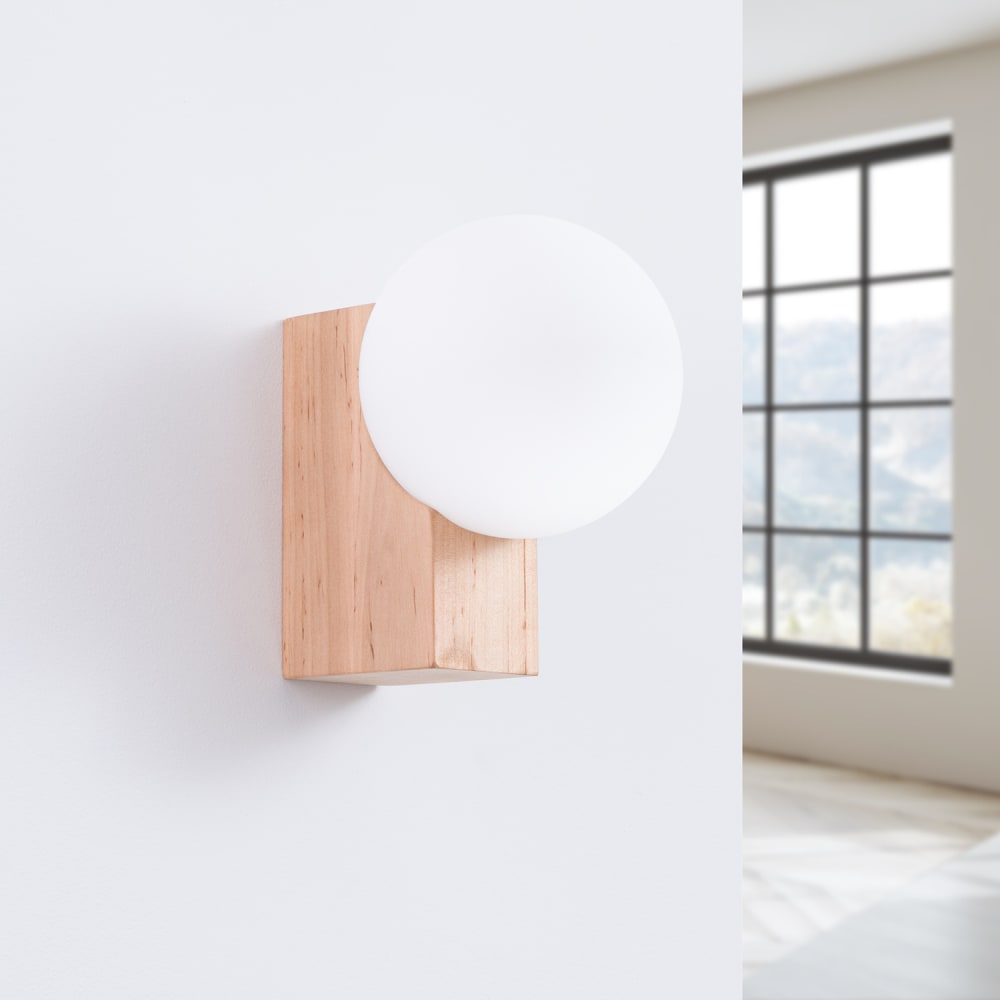 Wandleuchte aus Holz/Glas in Naturholz/Weiß - Maisons Du Monde