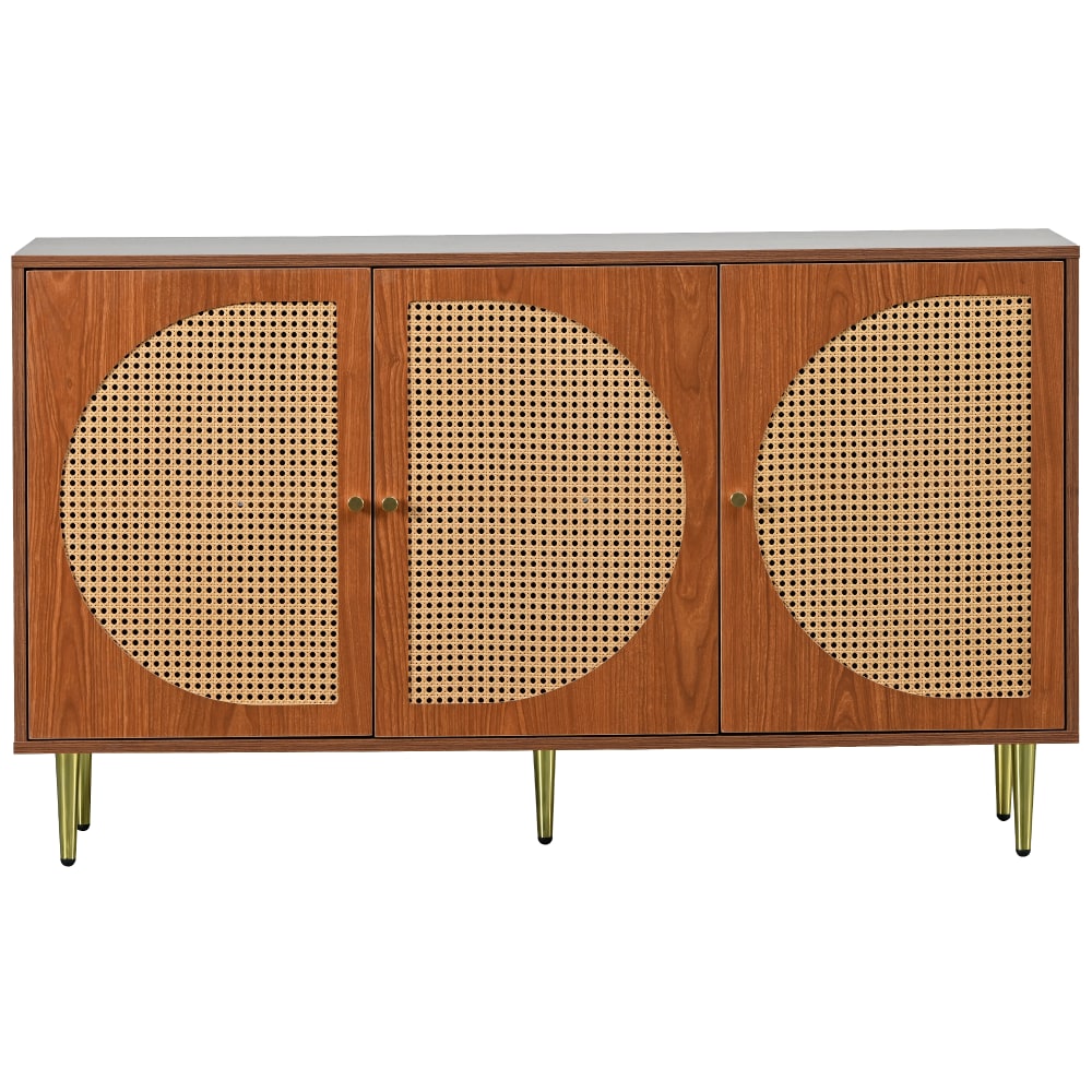Flieks Sideboard mit 3 Türen, aus Rattan, Walnuss style classic chic Braun Holz