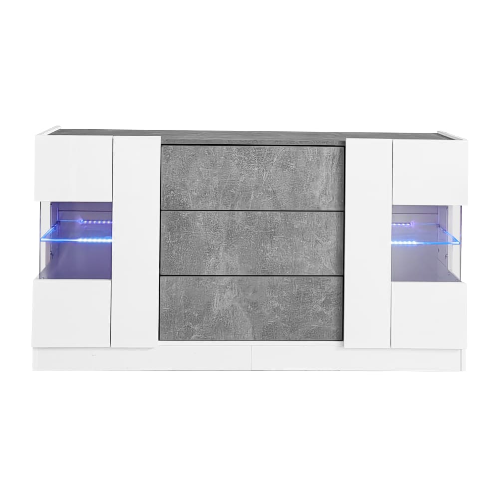 Flieks Sideboard mit LED-Beleuchtung, weiß style modern - Holz