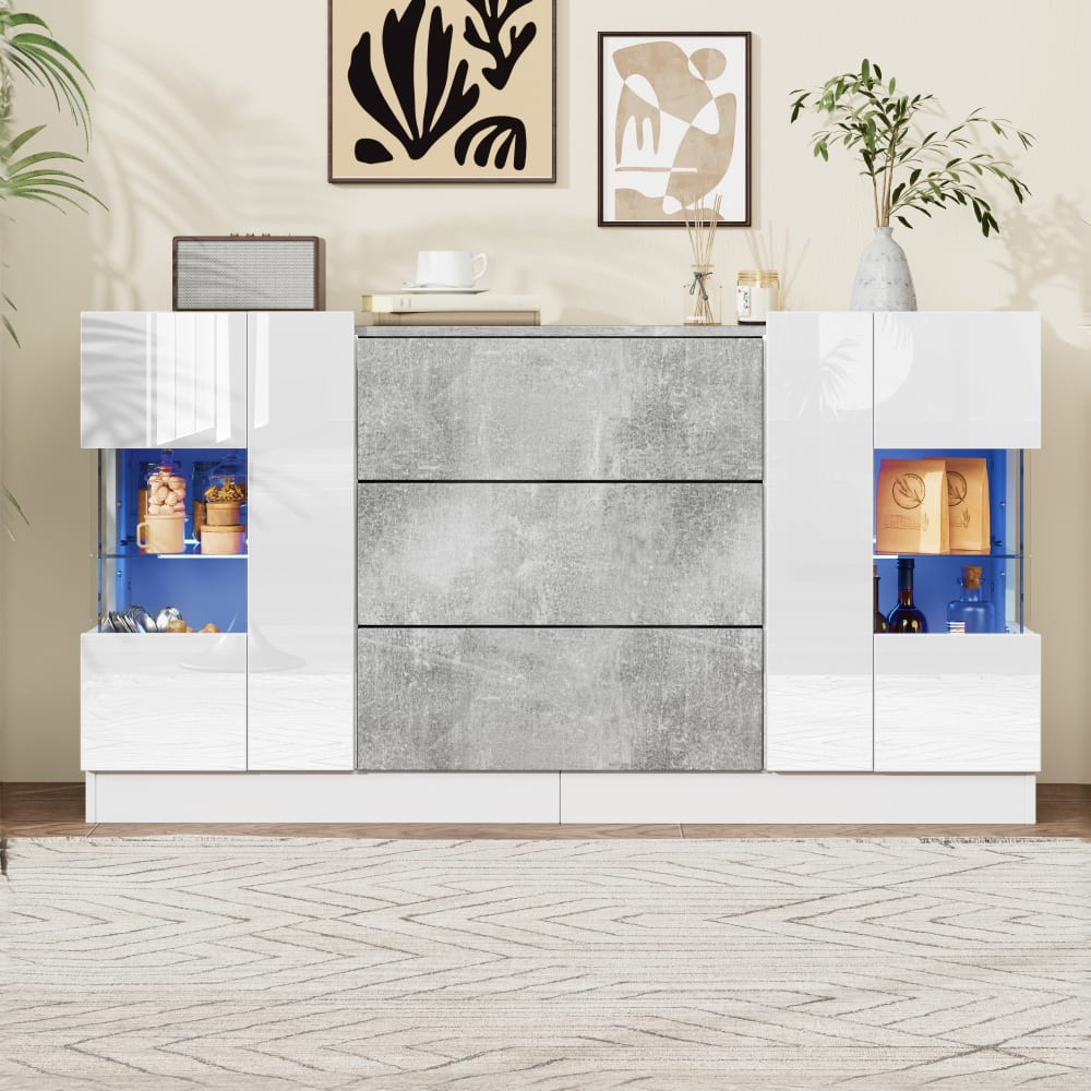 Sideboard mit LED-Beleuchtung, weiß - Maisons Du Monde
